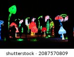 Christmas decorations in a park with led illuminations. Selective focus. High quality photo