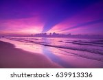 Beautiful  Sunset on the beach with Violet Sky 