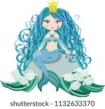 a beautiful little mermaid is... | Shutterstock . vector #1132633370