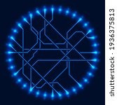 abstract neon blue tech circuit ... | Shutterstock .eps vector #1936375813
