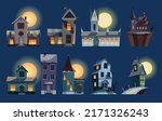 spooky houses set. dark scary... | Shutterstock .eps vector #2171326243