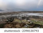Small photo of Aerial view of Lough fad in the morning fog, County Donegal, Republic of Ireland