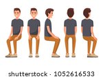 vector illustration of sitting... | Shutterstock .eps vector #1052616533