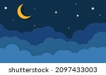 night sky with stars and moon.... | Shutterstock .eps vector #2097433003