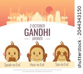 illustration of gandhi jayanti. ... | Shutterstock .eps vector #2044343150