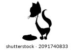 cartoon cat stylish in front of ... | Shutterstock .eps vector #2091740833