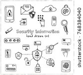 hand drawn doodle security... | Shutterstock .eps vector #768384040