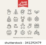 merry christmas   thin line... | Shutterstock .eps vector #341292479