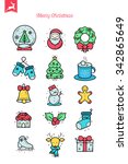 merry christmas   thin line... | Shutterstock .eps vector #342865649