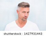 Small photo of Grizzle hair suits him. Deal with gray roots. Man attractive well groomed facial hair. Barber shop concept. Barber and hairdresser. Man mature good looking model. Silver hair shampoo. Anti ageing.