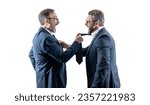 Small photo of threatening business reputation. rival company threatening. businessmen threaten business men isolated on white. businessmen threaten business model. intense rivalry. men having conflict