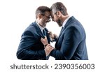 Small photo of threatening business reputation. rival company threatening. businessmen threaten business men isolated on white. high competition. businessmen threaten business model. men having conflict