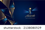 Blue Golden Polygonal Edge Triangle Corner. Royal Awards Graphics Background. Glowing Lines Elegant Shine Modern Template. Luxury Premium Corporate Template. Triangle shape Abstract Certificate 