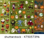 vintage halloween poster design ... | Shutterstock .eps vector #475057396