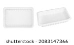 Small photo of Plastic tray, food tray, meal tray, white plastic tray from two viewing angles