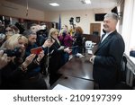 Small photo of KYIV, UKRAINE - Jan. 19, 2022: The fifth president of Ukraine, Petro Poroshenko, after choosing a measure of restraint in the Pechersk court in a fabricated case of high treason