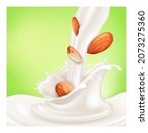 almond milk dairy drink poster. ... | Shutterstock .eps vector #2073275360
