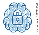 brain and locked padlock sketch ... | Shutterstock .eps vector #2077253509