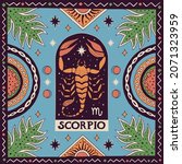 Scorpio zodiac sign. Horoscope. Illustration for souvenirs and social networks
