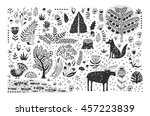 hand drawn pattern with... | Shutterstock .eps vector #457223839