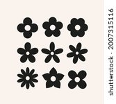 Cute simple flowers, basic floral shapes silhouettes for design