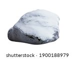 Stone With Snow Isolated On...