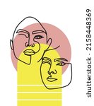 abstract line drawing faces set ... | Shutterstock .eps vector #2158448369