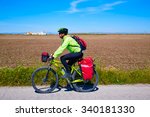 Mtb Biker Bicycle Touring With...
