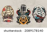 tattoo design set ship and... | Shutterstock .eps vector #2089178140
