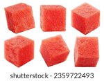Watermelon cube isolated on white background, clipping path, full depth of field