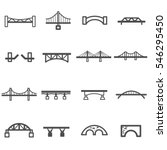 Bridge Line Icon Set Vector