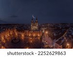 Church of Our Lady before Týn with Arch Moon. Gothic church located in the Old Town Square of Prague, Czech Republic.
