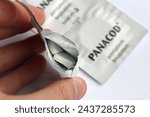 Small photo of Espoo, Finland - April 2020: Panacod effervescent tablets. Prescription pain killer drug. This analgesic medication is addictive and can be abused. Panacod includes paracetamol and codeine.