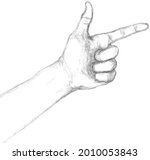 Pointing hand. Index finger.Hand imitating a pistol.vector illustration.vector sketch of a hand with a forefinger.hand drawing