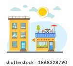cartoon pizzeria. vector flat... | Shutterstock .eps vector #1868328790
