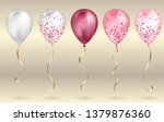 set of 5 shiny black and pink... | Shutterstock .eps vector #1379876360