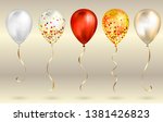 set of 5 shiny red and gold... | Shutterstock .eps vector #1381426823