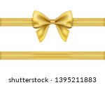 golden gift ribbon and bow on... | Shutterstock .eps vector #1395211883