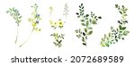 watercolor elements green... | Shutterstock .eps vector #2072689589