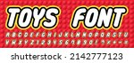toys font on red brick block... | Shutterstock .eps vector #2142777123