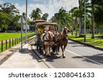 Small photo of Fort-de-France, Martinique - December 19, 2016: Tourists in Horse Drawn Carriage in the street of Fort-de-France, France's Caribbean overseas department of Martinique, Lesser Antilles, West Indies.
