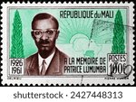 Small photo of Milan, Italy – January 7, 2024: Patrice Lumumba on postage stamp of Mali