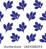 Blue And White Leaves Pattern...