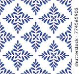 ceramic blue leaves pattern... | Shutterstock .eps vector #774565903