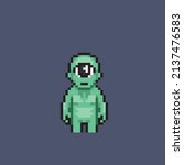 Green One Eyed Monster In Pixel ...