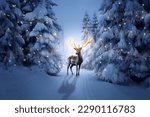 Large deer with golden antlers...