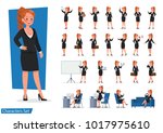 set of business woman showing... | Shutterstock .eps vector #1017975610