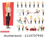 set of businesswoman working... | Shutterstock .eps vector #1114737950