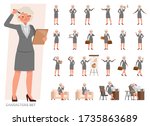set of old businesswoman... | Shutterstock .eps vector #1735863689