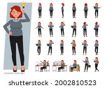 set of business woman character ... | Shutterstock .eps vector #2002810523